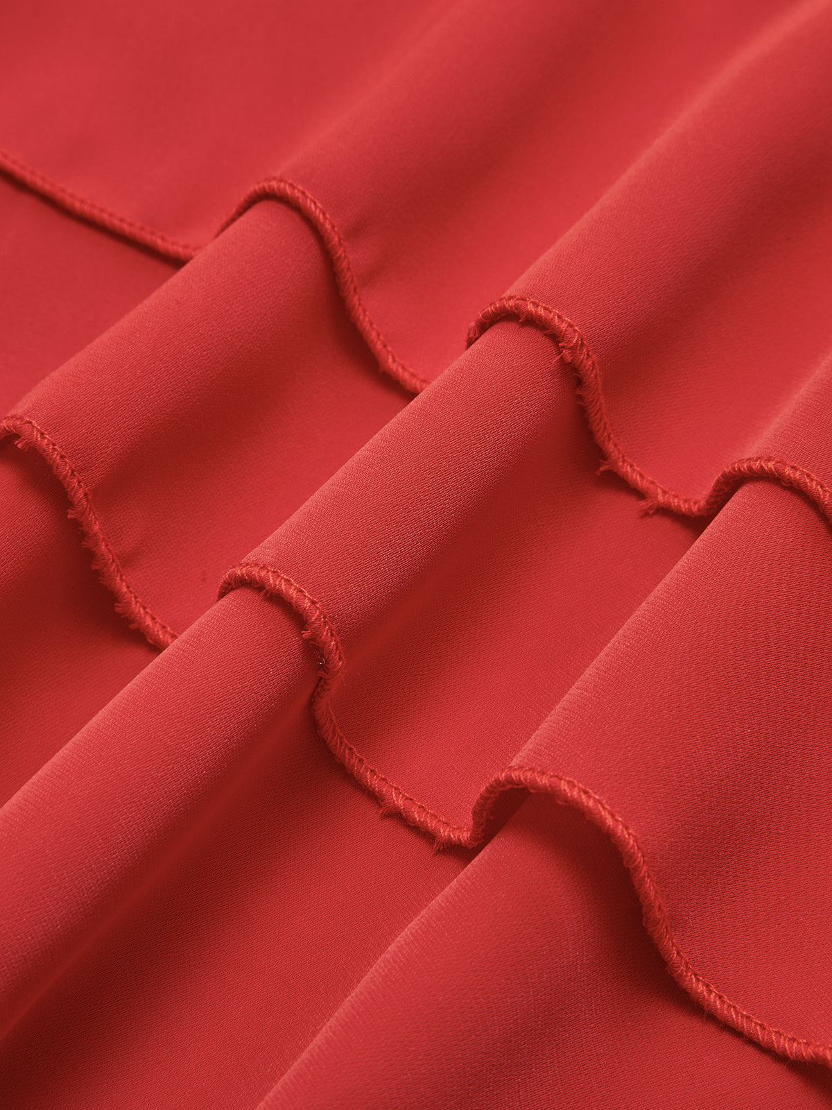 Romantic Solid Layered Ruffle Zipper Dress