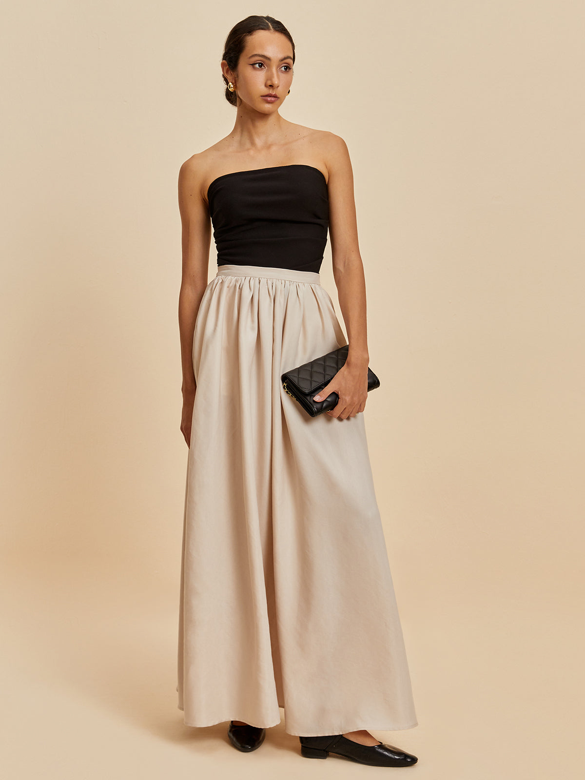 Solid Ruched Skirt
