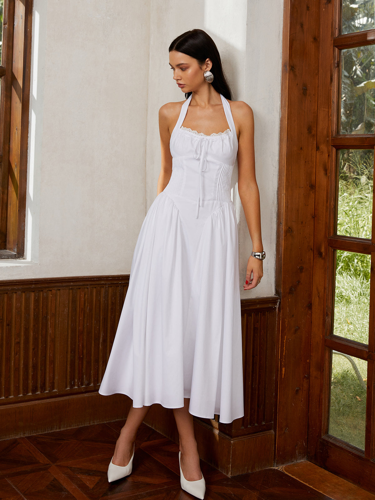 Vintage Adjustable Halter Midi Dress