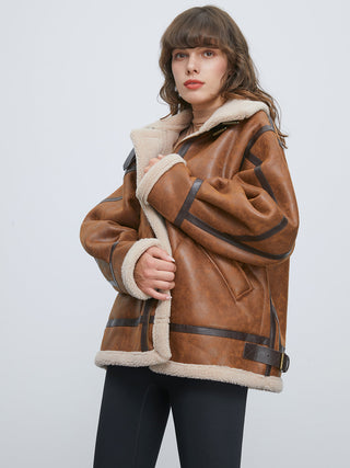 Sherpa Lined Suede Shearling Flight Jacket