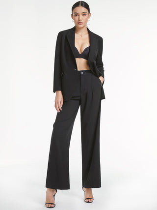 High Waisted Relaxed Straight Leg Dress Pants