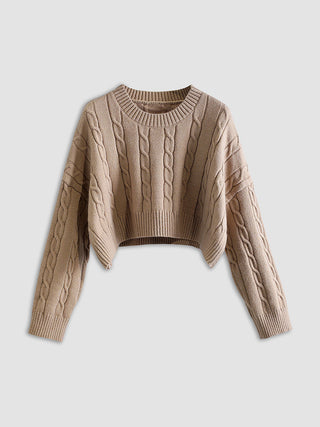 Creamy Latte Crop Pullover Sweater