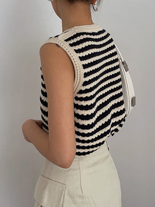 Classy Stripe Crochet Sweater Vest