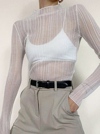 See Through Mesh Textured Shirt