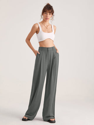 Oversized High Waisted Pleat Front Trousers