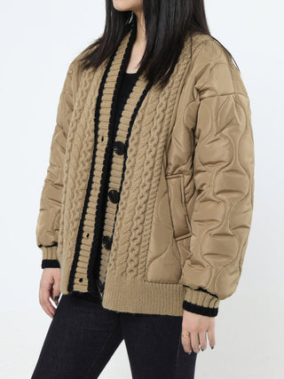 Braided Quilted Winter Cardigan Coat