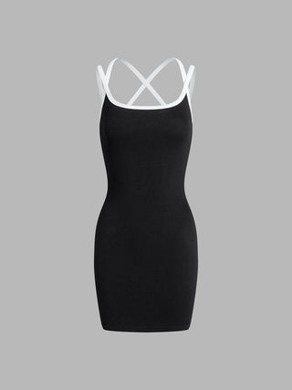 Back Cross Bodycon Short Dress