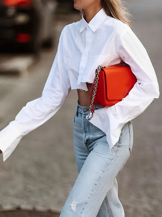 Asymmetrical Cotton Crop Shirt