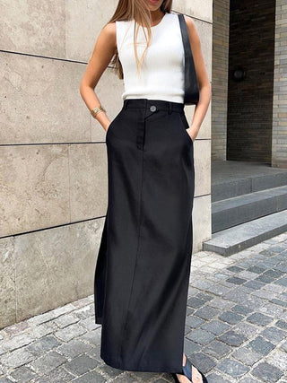 Basic Buttoned Maxi Skirt