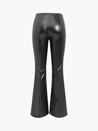 Faux Leather Zippered Flare Pants