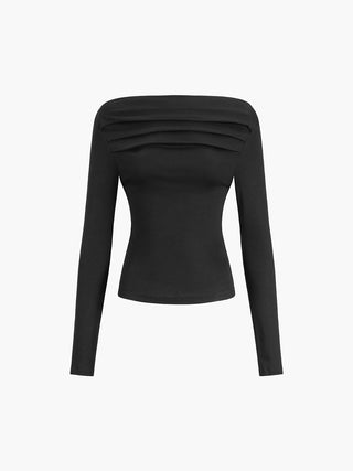 Oblique Off-Shoulder Long Sleeve Blouse