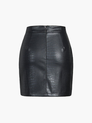 Faux Leather Textured Mini Skirt