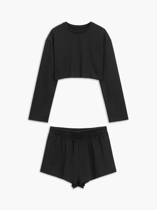 Athleisure Long Sleeve Three Piece Shorts Set