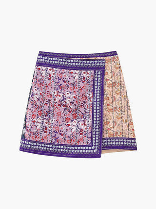 Embroidered Asymmetric Floral Mini Skirt