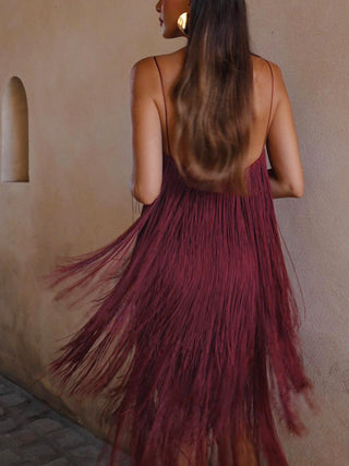 Florence Fringed Open Back Short Dress