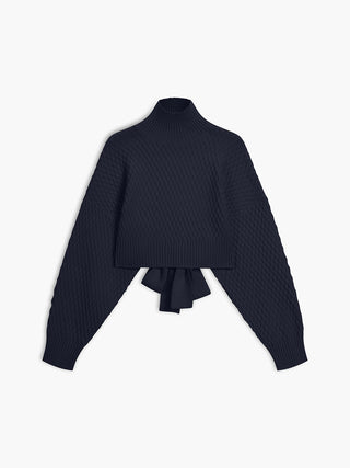 Tie Back Mock Neck Sweater