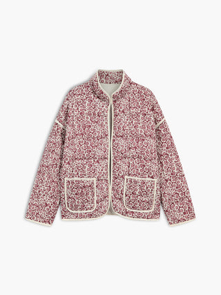 Ruby Daisies Quilted Floral Coat