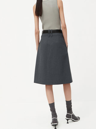 Minimlism Unbelted Midi Skirt