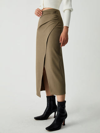 Maple Wrap Slit Midi Skirt