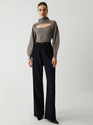 Turtleneck Puff Long Sleeve Knit Top