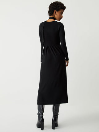 Tie Decor Long Sleeve Midi Sweater Dress