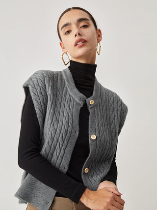 Cable Knit Button Down Vest