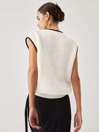 Contrast Trim Chunky Knit Vest