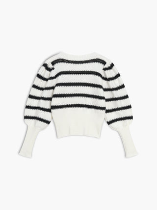 Stripe Puff Sleeve Knit Top