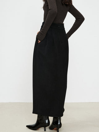 Double Pockets Slit Maxi Skirt