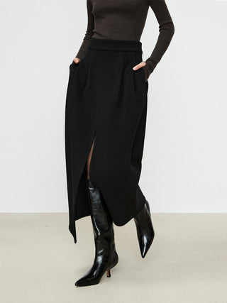 Double Pockets Slit Maxi Skirt