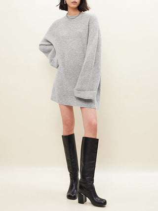 Oversized Woollen Blend Sweater Short Dress