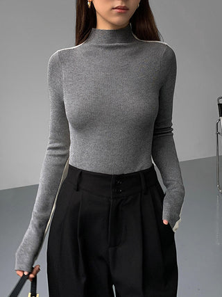 Two Tone Double Sided Long Sleeve Knit Top