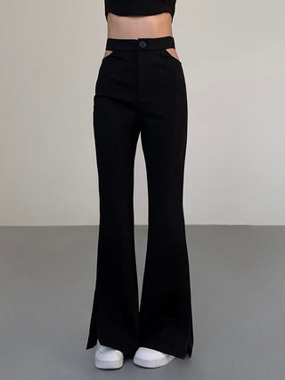 Mid Waist Cutout Flare Pants