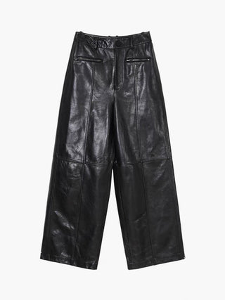 Zippered Faux Leather Straight Leg Mid-waist Pants