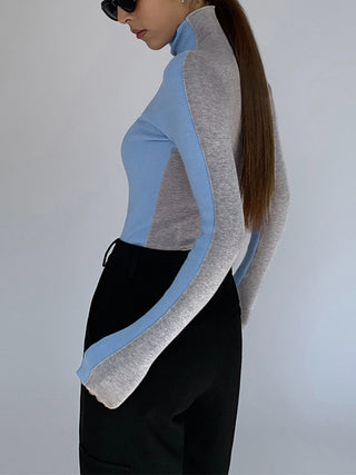 Two Tone Double Sided Long Sleeve Knit Top