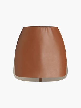 Faux Leather Zippered Mini Skirt