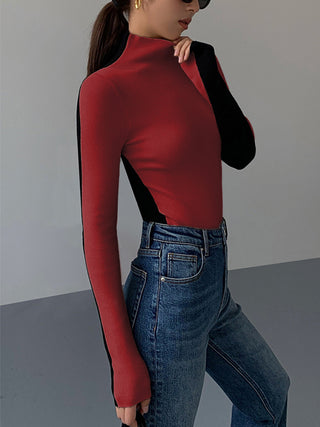 Two Tone Double Sided Long Sleeve Knit Top