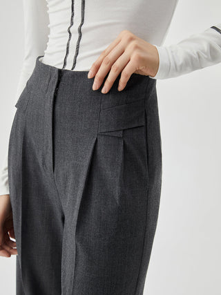 Pocket Pleated Straight Leg Dress Pants