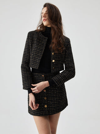 Sequined Button Short Blazer