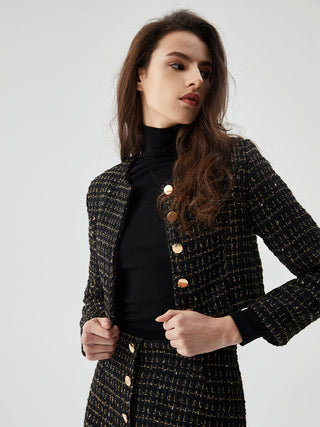 Sequined Button Short Blazer