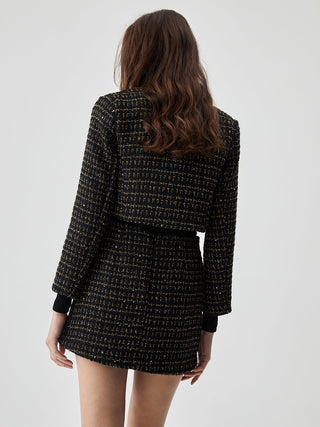 Sequined Button Short Blazer