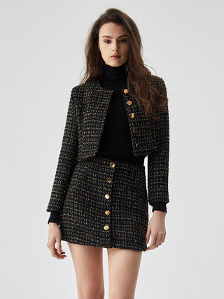 Sequined Button Short Blazer