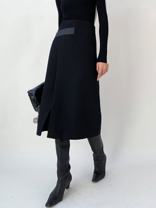 High Waist Tweed Asymmetric Wrap Midi Skirt