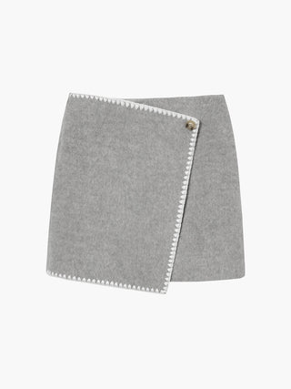 Tweed Contrast Trim Midi Skirt