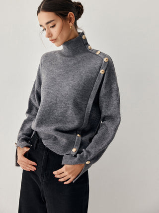 Vintage Buttoned Turtleneck Sweater