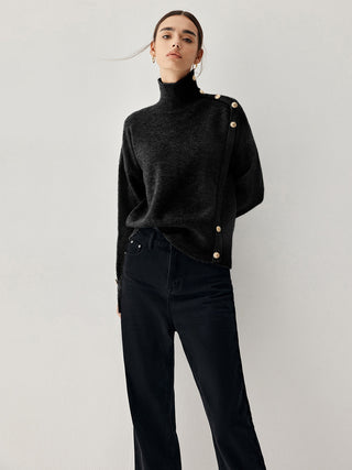 Vintage Buttoned Turtleneck Sweater