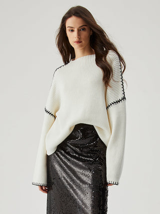 Wool-blend Contrast Trim Sweater