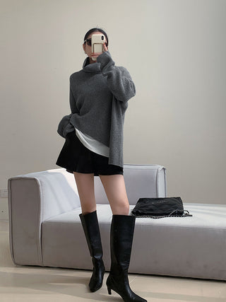 Asymmetrical Turtleneck Oversized Sweater