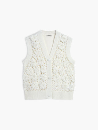 Wool Blend Crochet Knit Vest