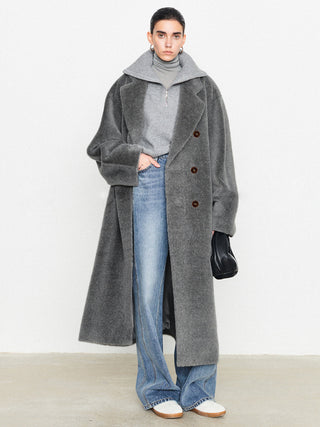 Fuzzy Solid Oversized Pocket Collar Coat